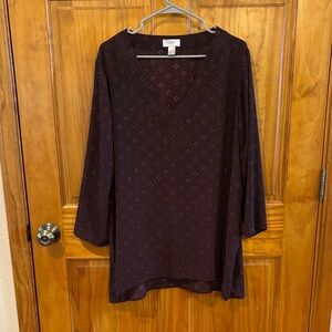LOFT Plum Diamond-Pattern Tunic Top